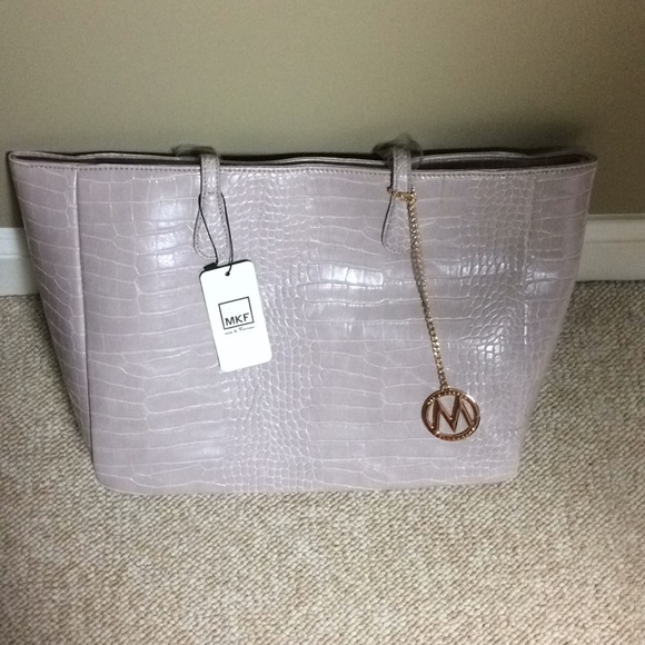 MKF Handbags - Mia La Farrow MKF handbag light grey Croc Embossed